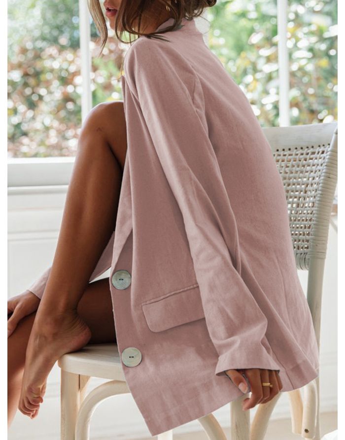 Pink Fall Winter Blazers For Woman Two-button Jacket Suit Tops